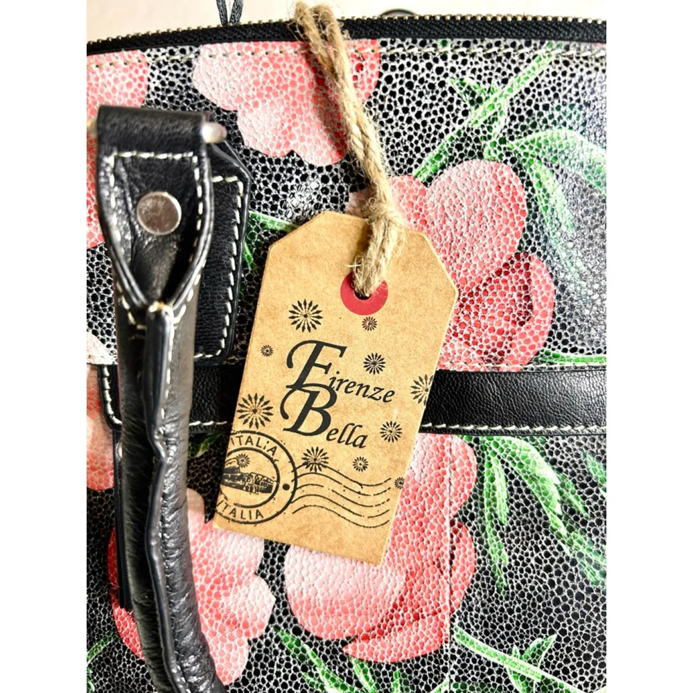 Firenze Bella Italian Leather Dome Handbag with Crossbody Strap